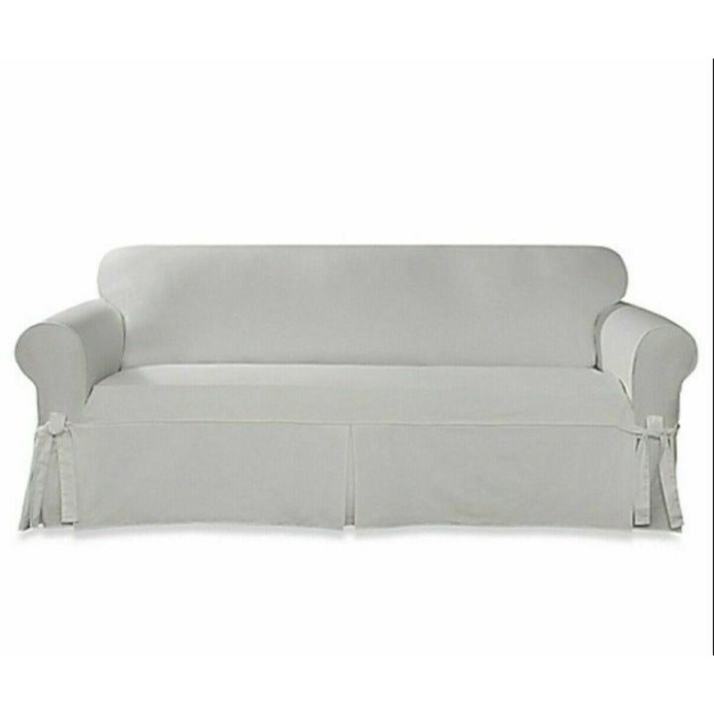 Sure Fit essential Twill Sofa Slipcover White 1 pc Cushion washable cotton twill